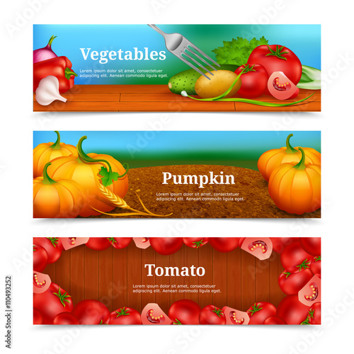 Vegetables Horizontal Banners Set
