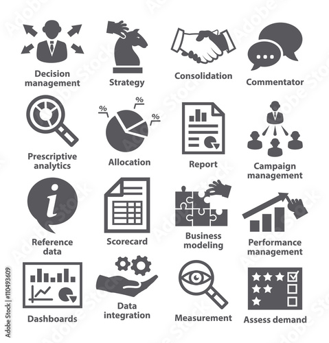 Business management icons. Pack 18.