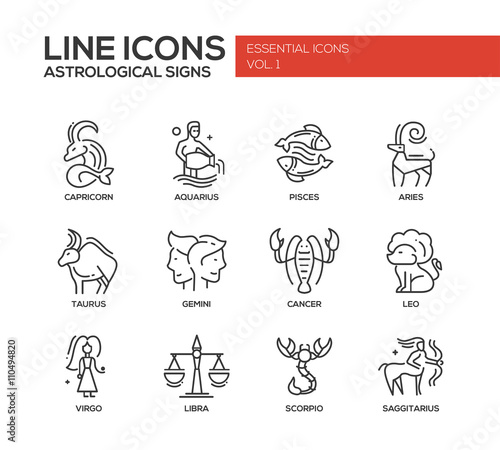 Zodiac signs icons set
