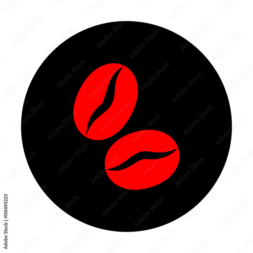 Fototapeta premium Coffee grains. Red vector icon