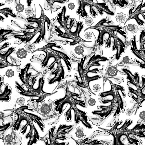 Black and white seamless from plant.