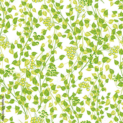 Little green leaves, seamless vector pattern