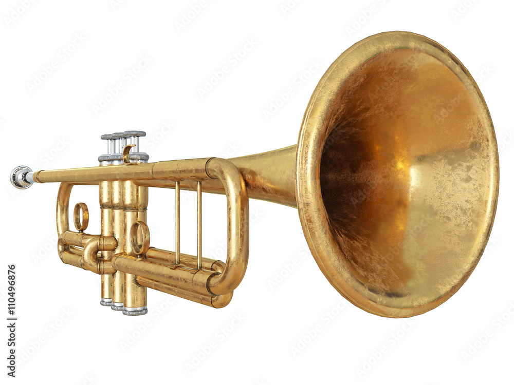 Naklejka premium Trumpet isolated on white 3D rendering