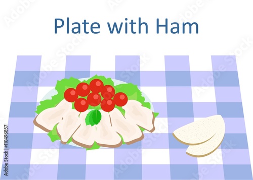 plate with ham