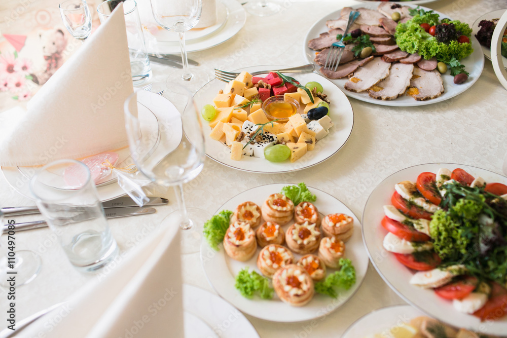 Tasty dishes in restaurant Tasty dishes in restaurant