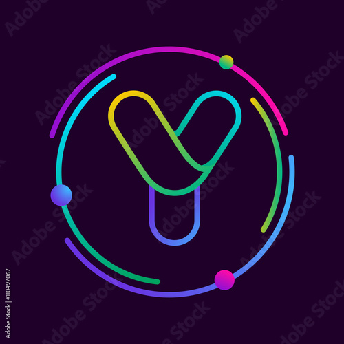 Y letter with atoms orbits.