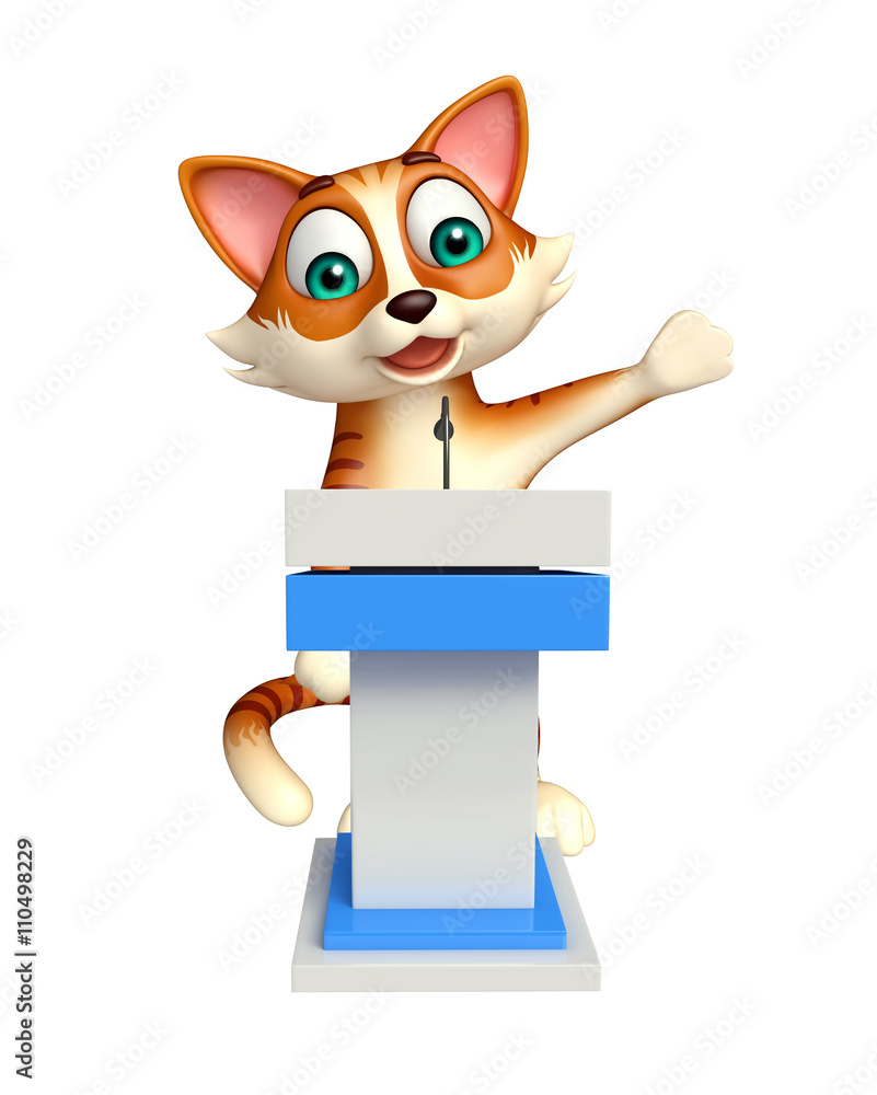 Obraz premium cat cartoon character with speech stage