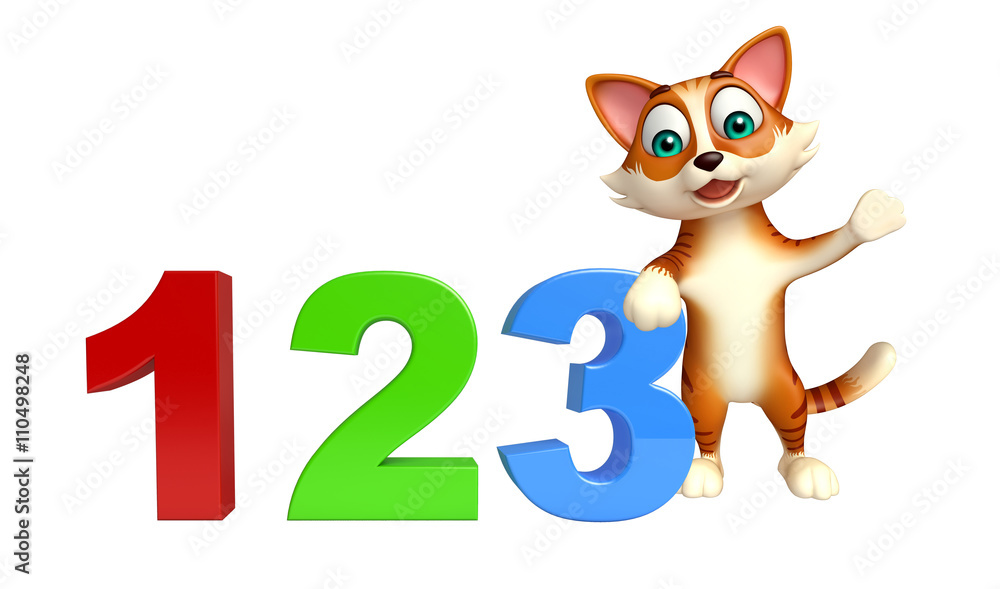 Fototapeta premium cat cartoon character cat cartoon character with 123 sign