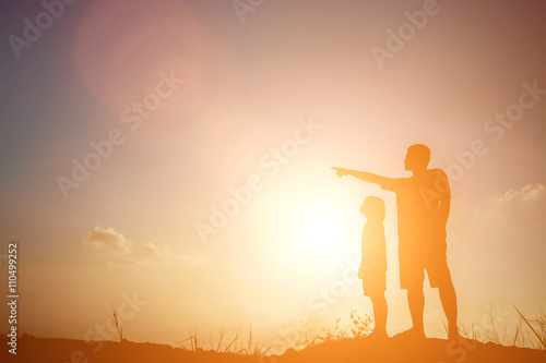 Children playing on summer sunset happy time