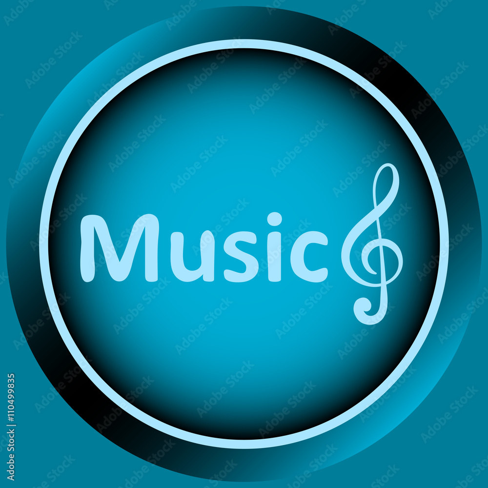 Icon blue treble clef and music Icon blue treble clef and music
