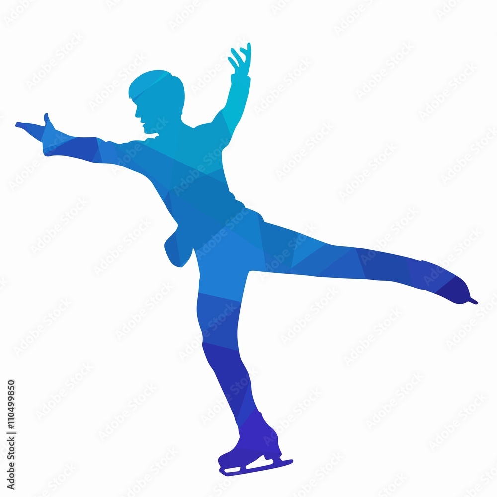 silhouette man figure skater, vector illustration