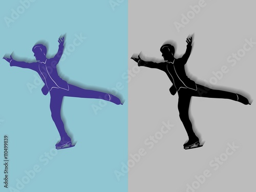 silhouette man figure skater, vector illustration