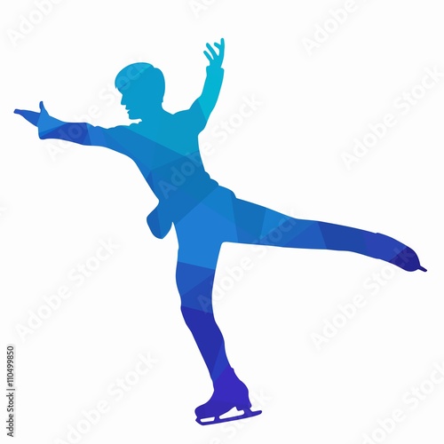 silhouette man figure skater, vector illustration