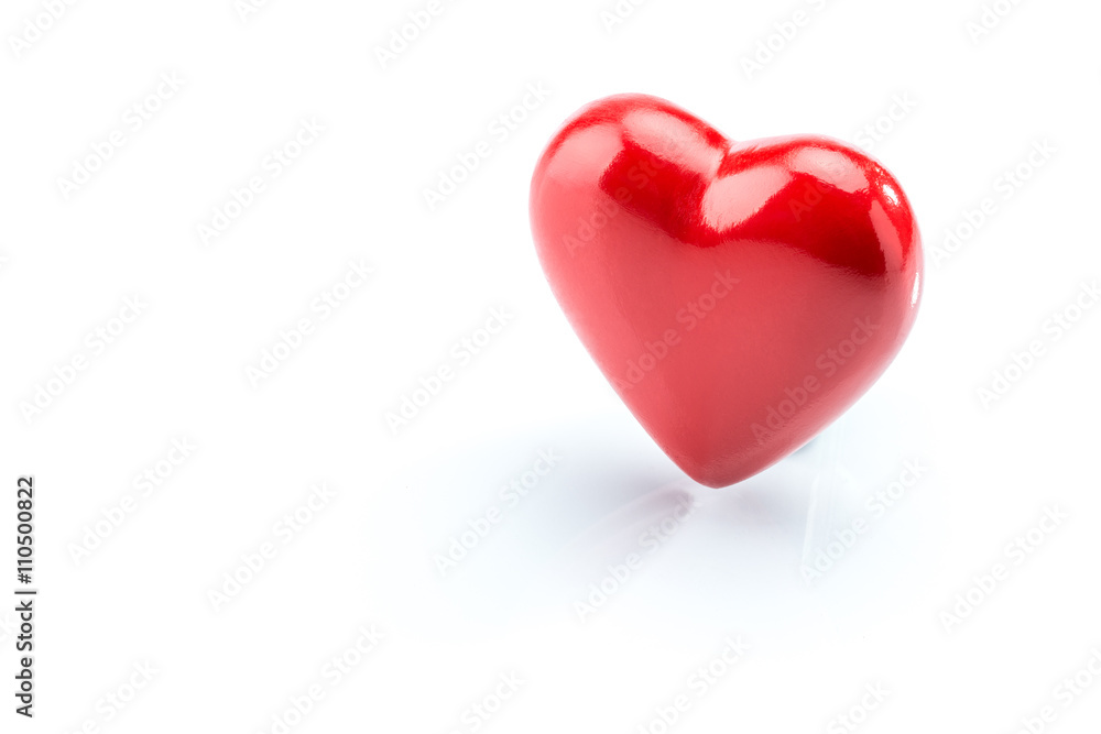 Red heart shaped isolated on white background