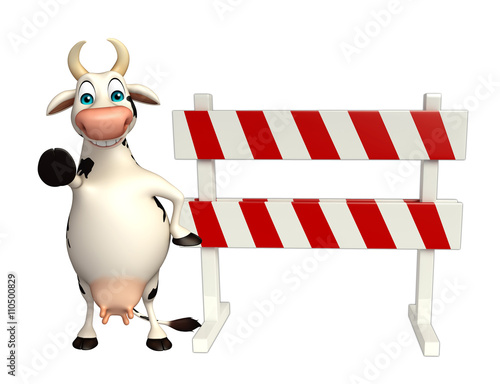 cute Cow cartoon character with baracades