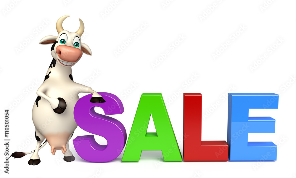 cute Cow cartoon character with big sale cute Cow cartoon character with big sale