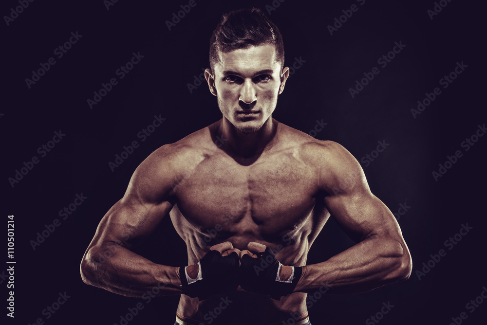 MMA Fighter Preparing Bandages For Training