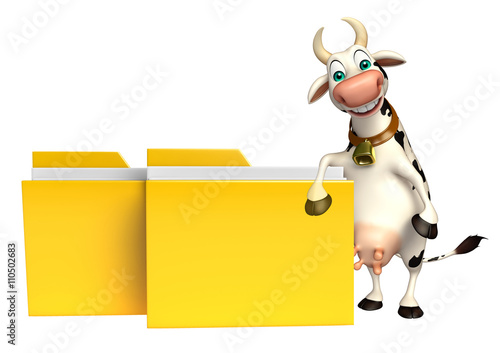 Cow cartoon character with folder © visible3dscience