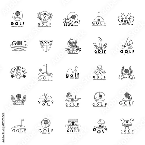 Golf Icons Set - Isolated On White Background - Vector Illustration, Graphic Design 