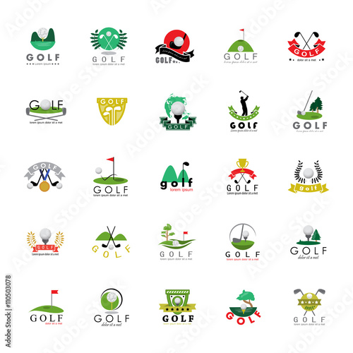 Golf Icons Set - Isolated On White Background - Vector Illustration, Graphic Design 