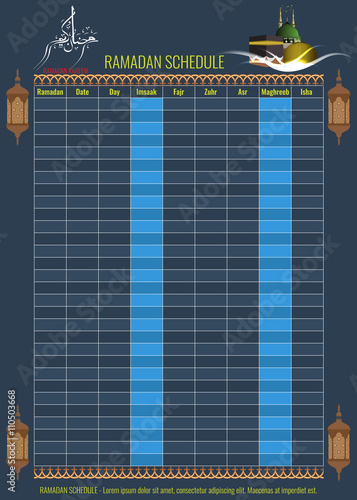 Ramadan Calendar Schedule - Fasting and Prayer time Guide