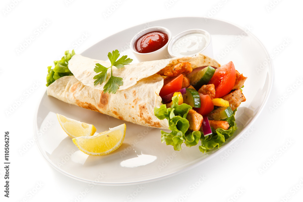 Kebabs - grilled meat and vegetables Kebabs - grilled meat and vegetables