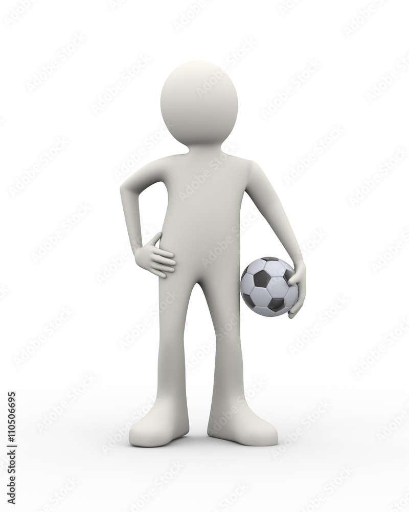 3d soccer football player with ball 3d soccer football player with ball