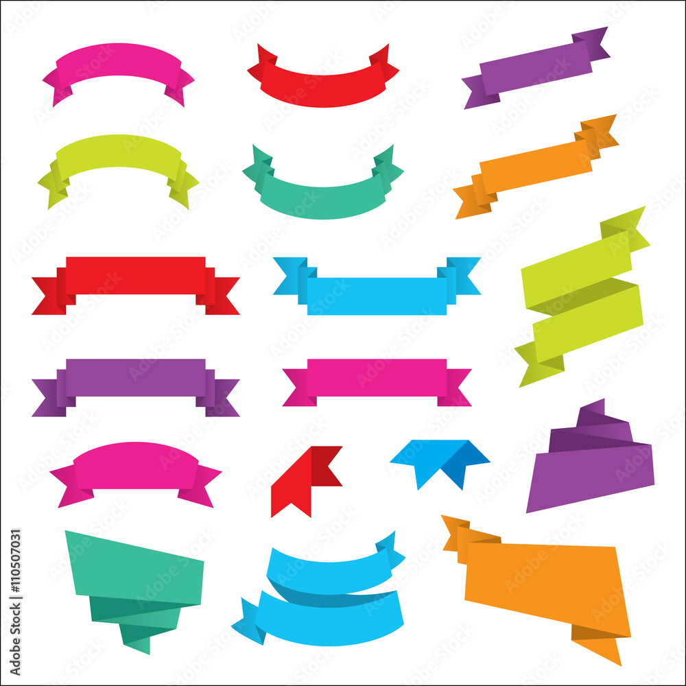 Ribbons collection vector template set