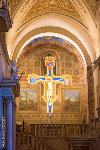 Obraz na plátně Crucifix with Jesus in Chiesa di Ognissanti church in Florence, Italy
