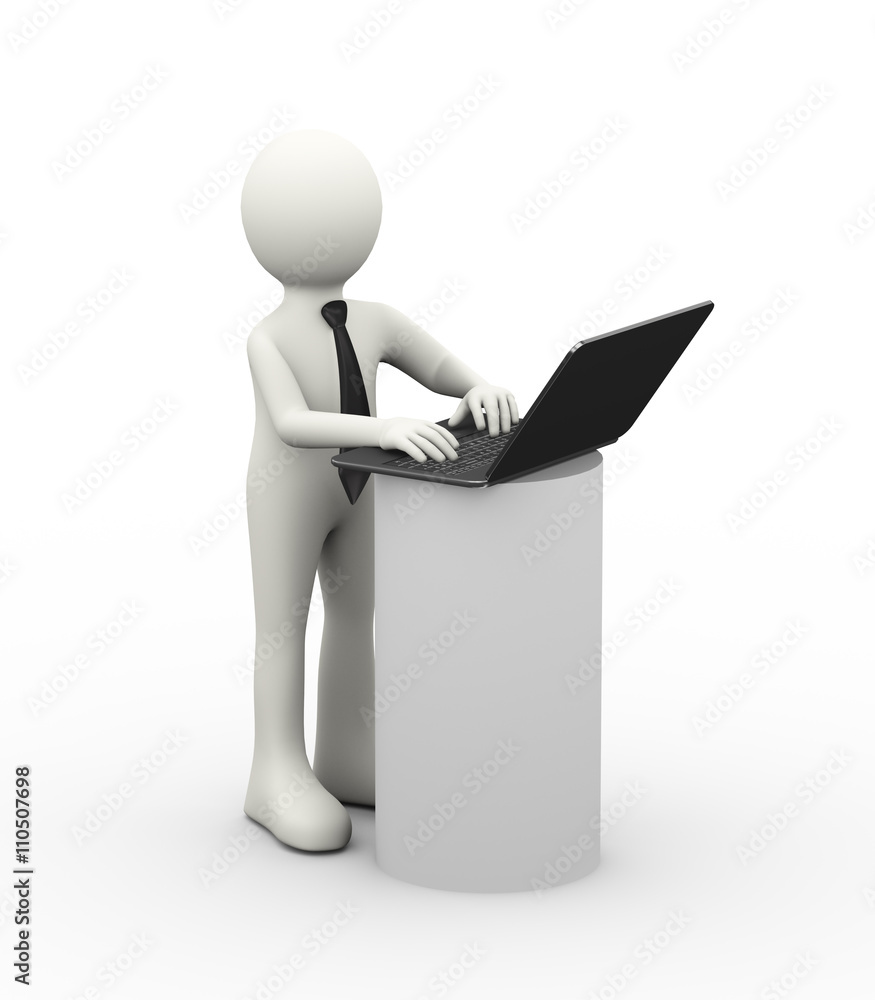 3d working businessman with laptop 3d working businessman with laptop