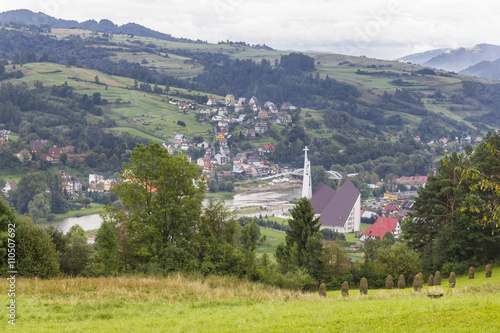 Panorama of Kroscienko on the Dunajec river, Poland