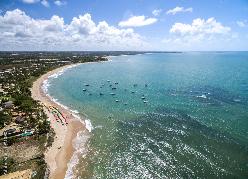 Aerial View of Coastline North of Bahia, Brazil