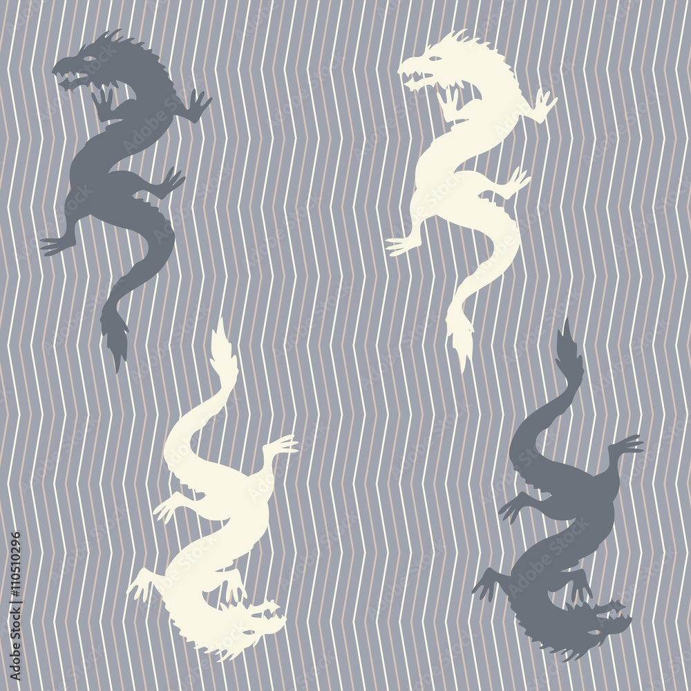Seamless pattern with dragon silhouettes Seamless pattern with dragon silhouettes
