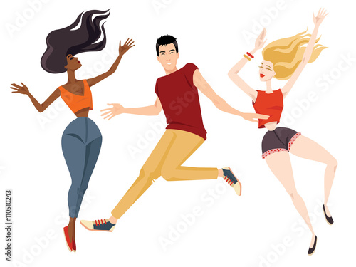 Jumping people. Vector illustration in cartoon style.