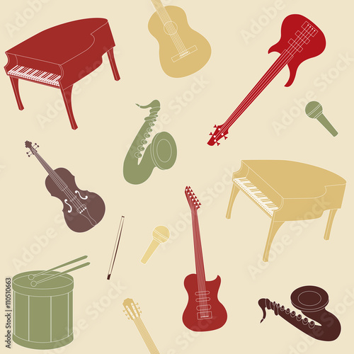 Seamless pattern with musical instruments