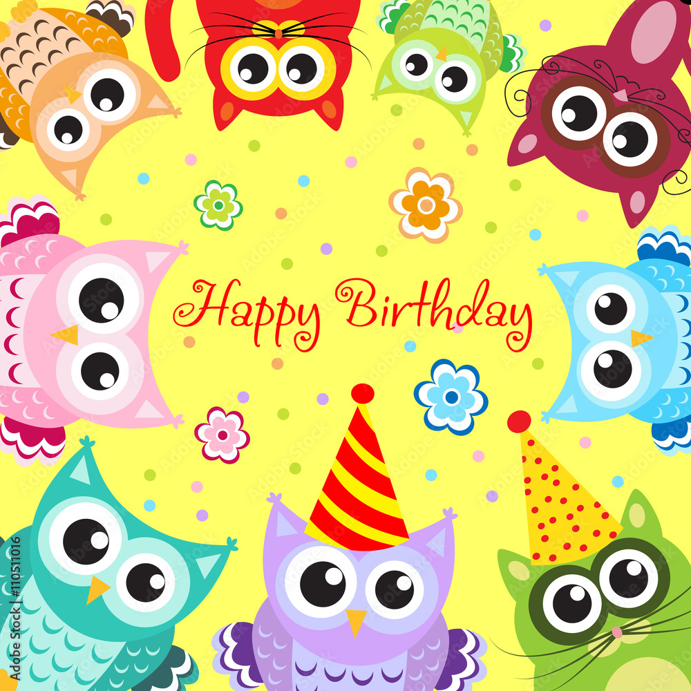 greeting, happy birthday baby animals greeting, happy birthday baby animals