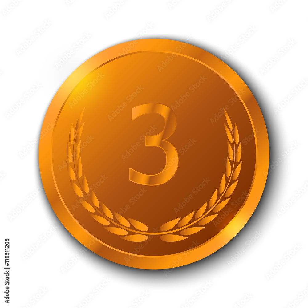 Bronze Medal with Olive Branch on White Background Bronze Medal with Olive Branch on White Background
