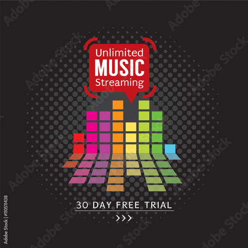 Unlimited Music Streaming Vector Illustration.