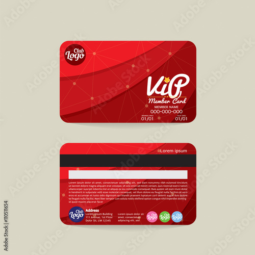 Front And Back VIP Member Card Template Vector Illustration.