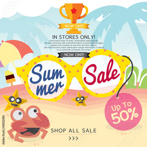 Summer Sale Banner Vector Illustration.