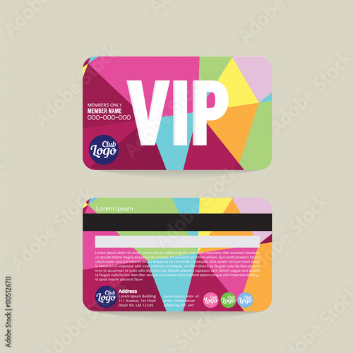 Front And Back VIP Member Card Template Vector Illustration.