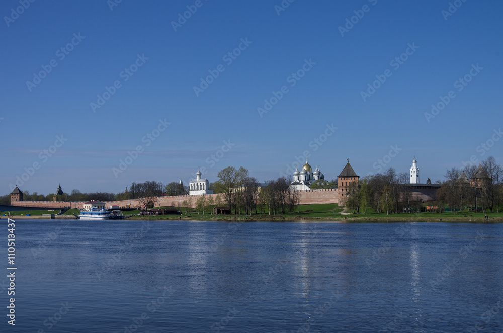 Panorama of River Volkhov and Kremlin, Veliky Novgorod, Russia
