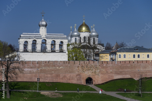 Novgorod Kremlin in Veliky Novgorod, Russia. The belfry of St. Sophia Cathedral. photo