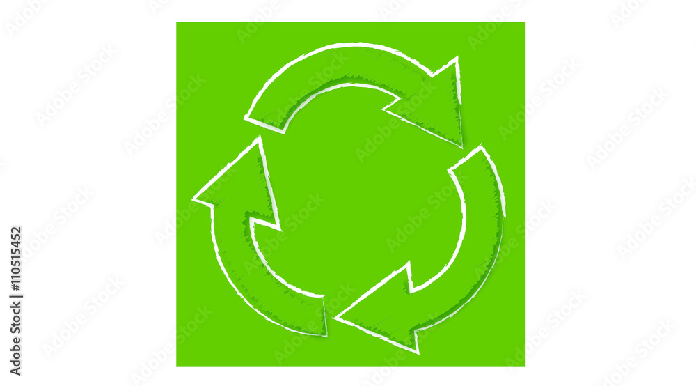 Green recycling symbol in circle Green recycling symbol in circle