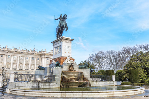 Monument of Philip IV in Plaza de Oriente in Madrid.
