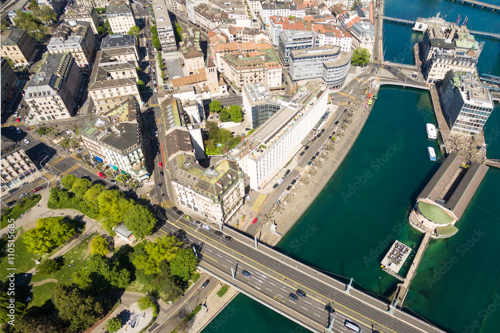 Aerial view of  Geneva city in Switzerland