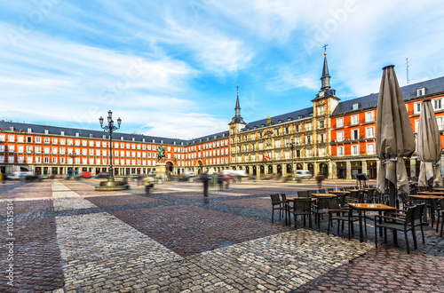 Plaza Mayor with statue of King Philips III in Madrid, Spain photo