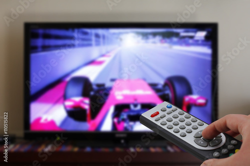 Tv remote control in a car race