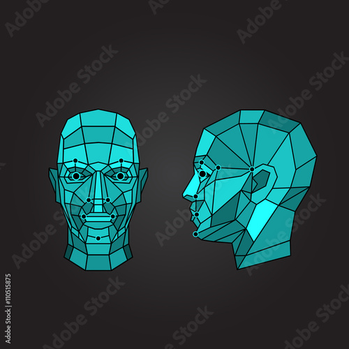 Face recognition and scanning - biometric security system. Vector illustration