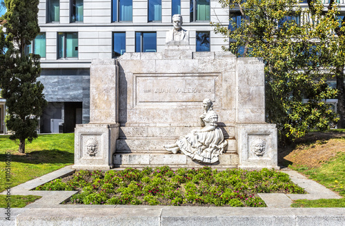 Monument to Juan Valera in Paseo de Recoletos in Madrid. Spain. photo